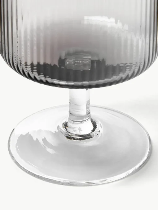Mondgeblazen wijnglazen Ripple met groefreliëf, 2 stuks