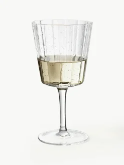 Mondgeblazen wijnglazen Scallop Glasses met groefstructuur, 4 stuks