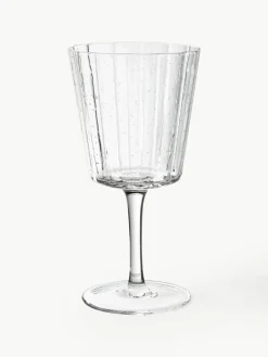 Mondgeblazen wijnglazen Scallop Glasses met groefstructuur, 4 stuks