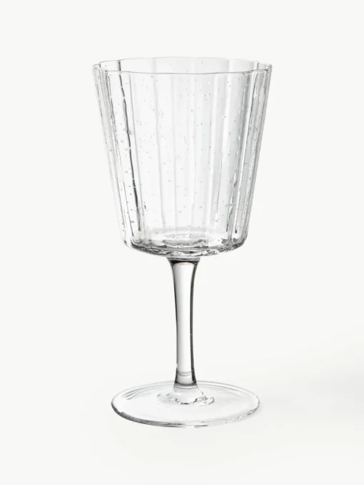 Mondgeblazen wijnglazen Scallop Glasses met groefstructuur, 4 stuks