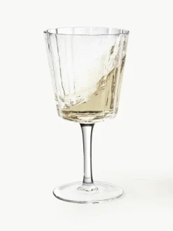 Mondgeblazen wijnglazen Scallop Glasses met groefstructuur, 4 stuks