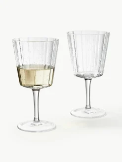 Mondgeblazen wijnglazen Scallop Glasses met groefstructuur, 4 stuks