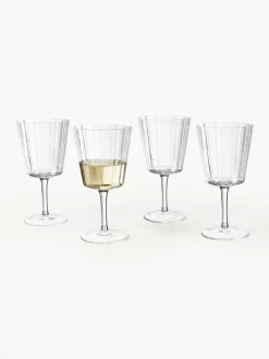 Mondgeblazen wijnglazen Scallop Glasses met groefstructuur, 4 stuks