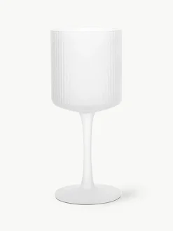 Mondgeblazen witte wijnglazen Ripple met groefreliëf, 2 stuks