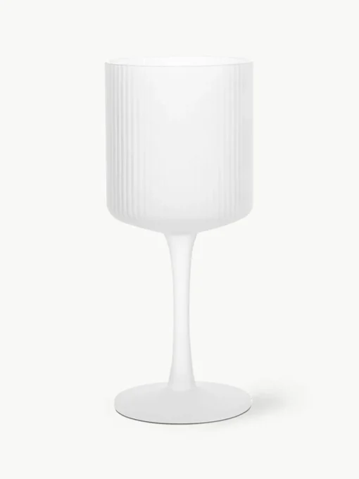Mondgeblazen witte wijnglazen Ripple met groefreliëf, 2 stuks