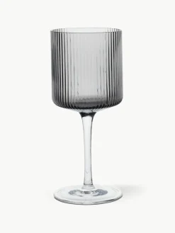 Mondgeblazen witte wijnglazen Ripple met groefreliëf, 2 stuks