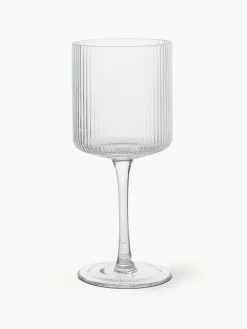 Mondgeblazen witte wijnglazen Ripple met groefreliëf, 2 stuks