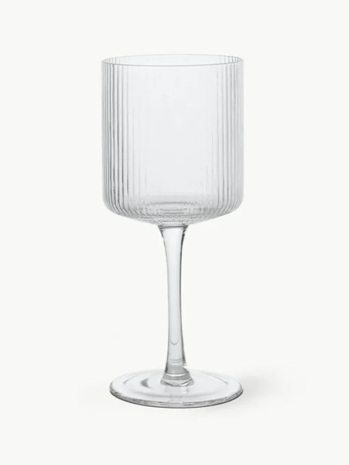 Mondgeblazen witte wijnglazen Ripple met groefreliëf, 2 stuks