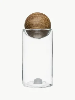 Mondgeblazen zout- en peperstrooier Nature met houten deksel, set van 2