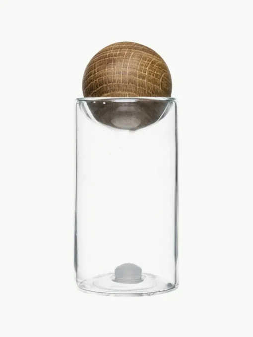 Mondgeblazen zout- en peperstrooier Nature met houten deksel, set van 2