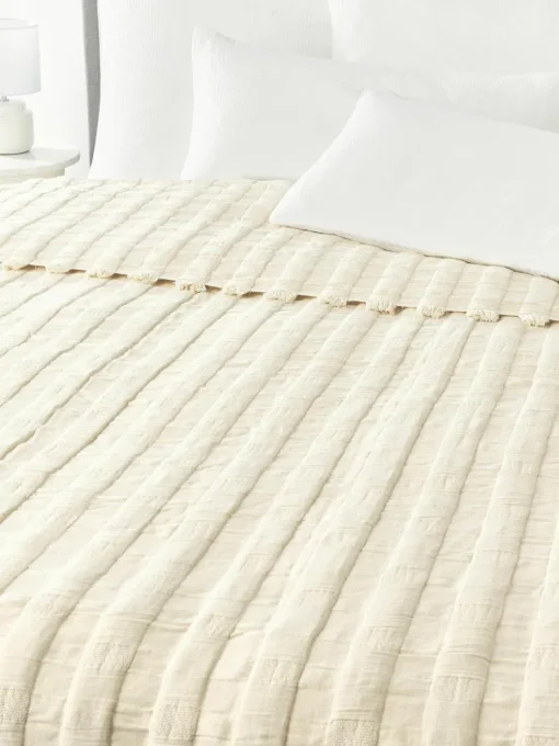 Mousseline sprei Bethany met franjes