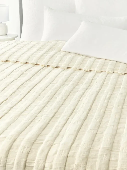Mousseline sprei Bethany met franjes