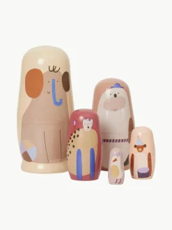 Nestpoppen Critter van Schima Superba hout, set van 5