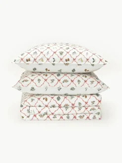 Omkeerbaar katoenen perkal dekbedovertrek Twigs met winterse prints