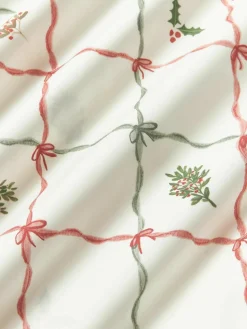 Omkeerbaar katoenen perkal dekbedovertrek Twigs met winterse prints