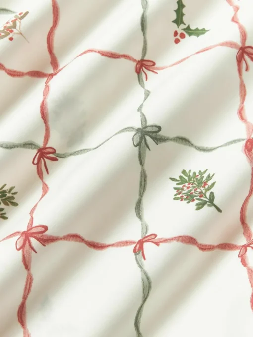 Omkeerbaar katoenen perkal dekbedovertrek Twigs met winterse prints