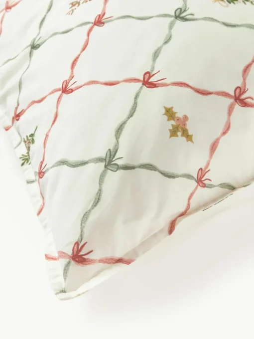 Omkeerbaar katoenen perkal dekbedovertrek Twigs met winterse prints