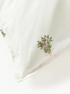 Omkeerbaar katoenen perkal dekbedovertrek Twigs met winterse prints