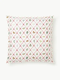 Omkeerbare katoenen perkale kussenhoes Twigs met winterse prints
