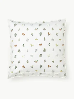 Omkeerbare katoenen perkale kussenhoes Twigs met winterse prints