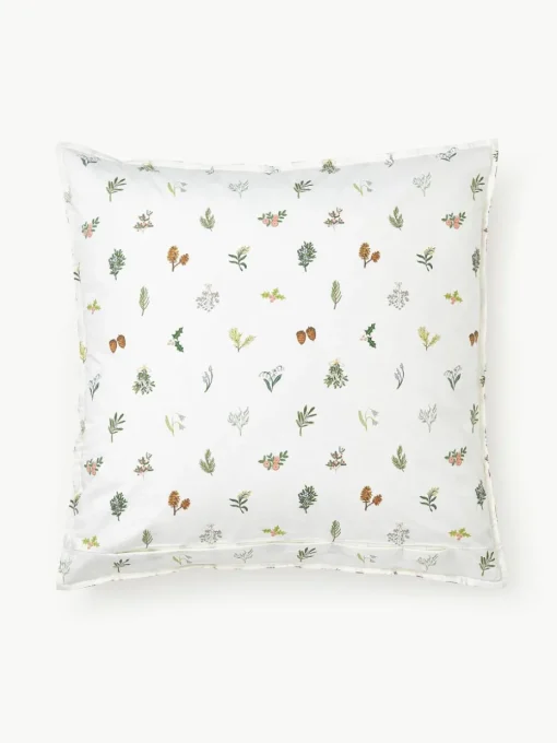 Omkeerbare katoenen perkale kussenhoes Twigs met winterse prints