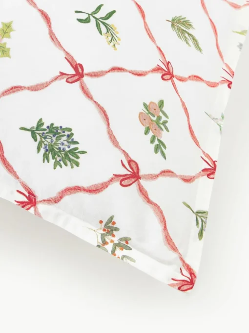 Omkeerbare katoenen perkale kussenhoes Twigs met winterse prints