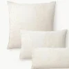 Omkeerbare mousseline kussenhoes Jasmina met bloemenpatroon in beige