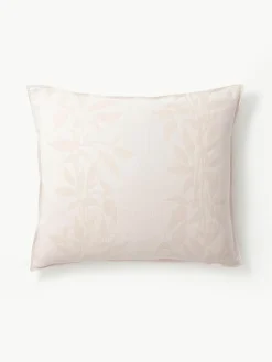 Omkeerbare mousseline kussenhoes Jasmina met bloemenpatroon in roze