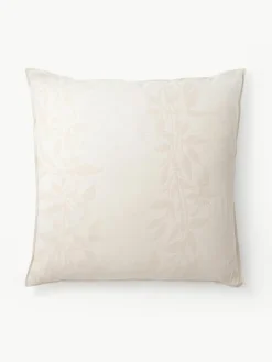 Omkeerbare mousseline kussenhoes Jasmina met bloemenpatroon in beige