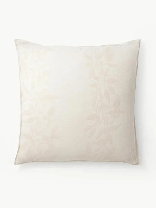 Omkeerbare mousseline kussenhoes Jasmina met bloemenpatroon in beige