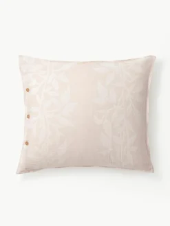 Omkeerbare mousseline kussenhoes Jasmina met bloemenpatroon in roze