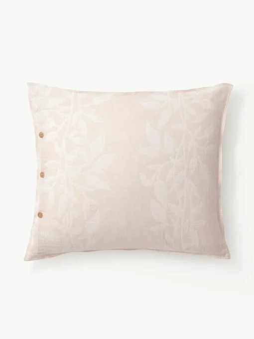 Omkeerbare mousseline kussenhoes Jasmina met bloemenpatroon in roze