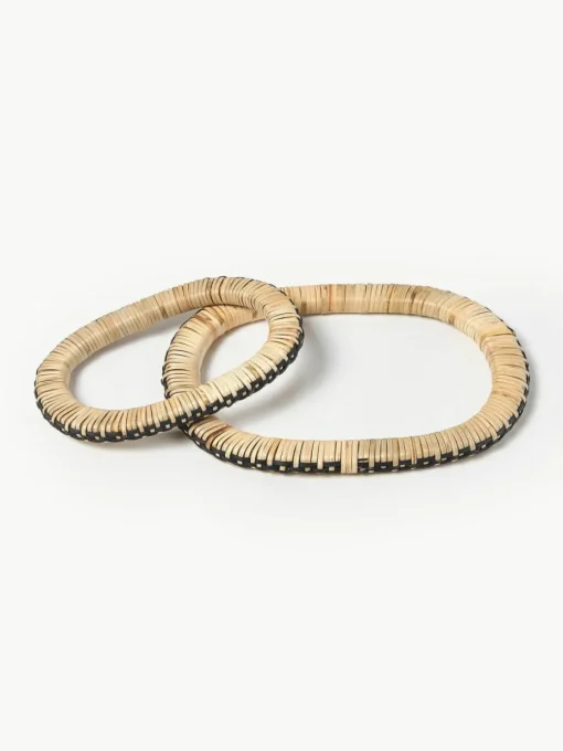Onderzetter Weave van rotan en mangohout, 2-delig