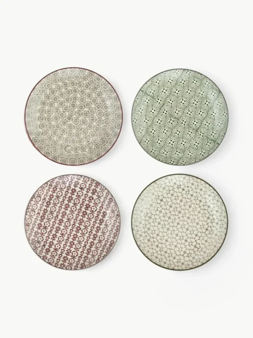 Ontbijtbord Karine met klein patroon, set van 4