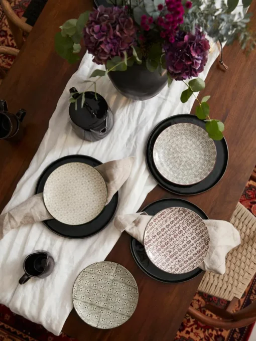 Ontbijtbord Karine met klein patroon, set van 4