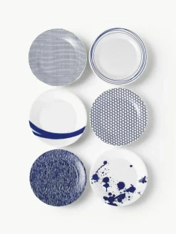 Ontbijtbord Pacific blauw van porselein, 6-delig