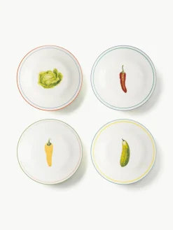 Ontbijtbord Vegetable van beenderporselein, set van 4