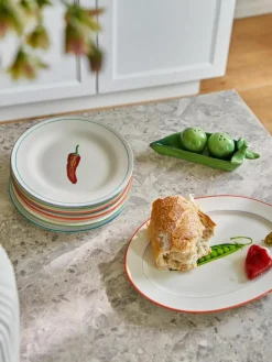 Ontbijtbord Vegetable van beenderporselein, set van 4