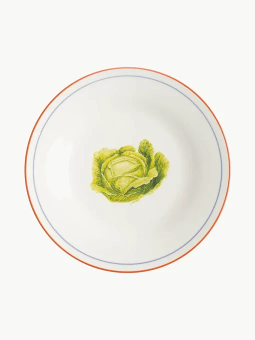 Ontbijtbord Vegetable van beenderporselein, set van 4