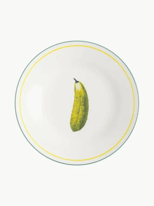 Ontbijtbord Vegetable van beenderporselein, set van 4