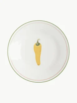 Ontbijtbord Vegetable van beenderporselein, set van 4