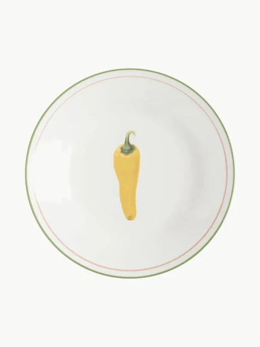Ontbijtbord Vegetable van beenderporselein, set van 4