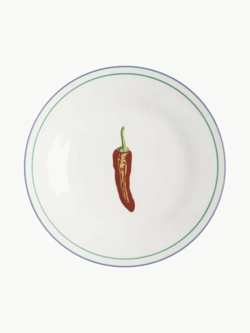 Ontbijtbord Vegetable van beenderporselein, set van 4