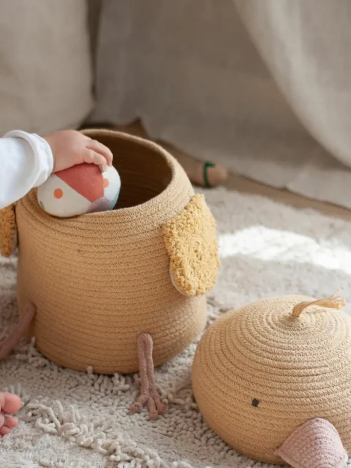 Opbergmand Charlie the Chicken met deksel, handgemaakt
