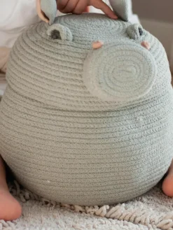 Opbergmand Henry the Hippo met deksel, handgemaakt
