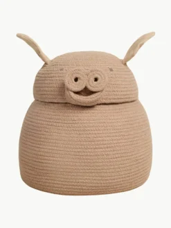 Opbergmand Peggy the Pig met deksel, handgemaakt