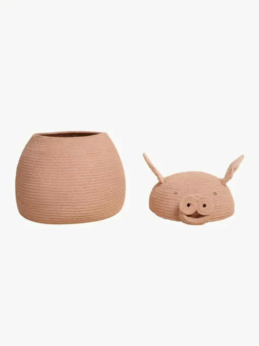Opbergmand Peggy the Pig met deksel, handgemaakt