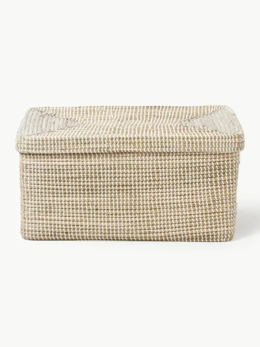 Opbergmanden Aleya van zeegras met deksel, set van 2