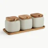 Opbergpotten Essentials met dienblad, set van 4