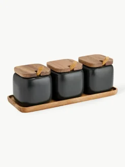 Opbergpotten Essentials met dienblad, set van 4